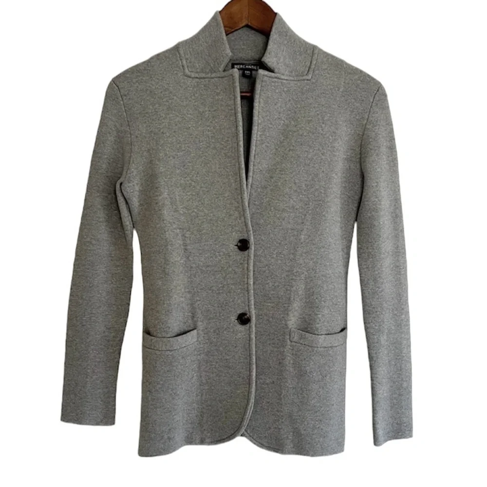 J. Crew Mercantile Sweater Blazer in Light Grey XXS - Picture 3 of 11